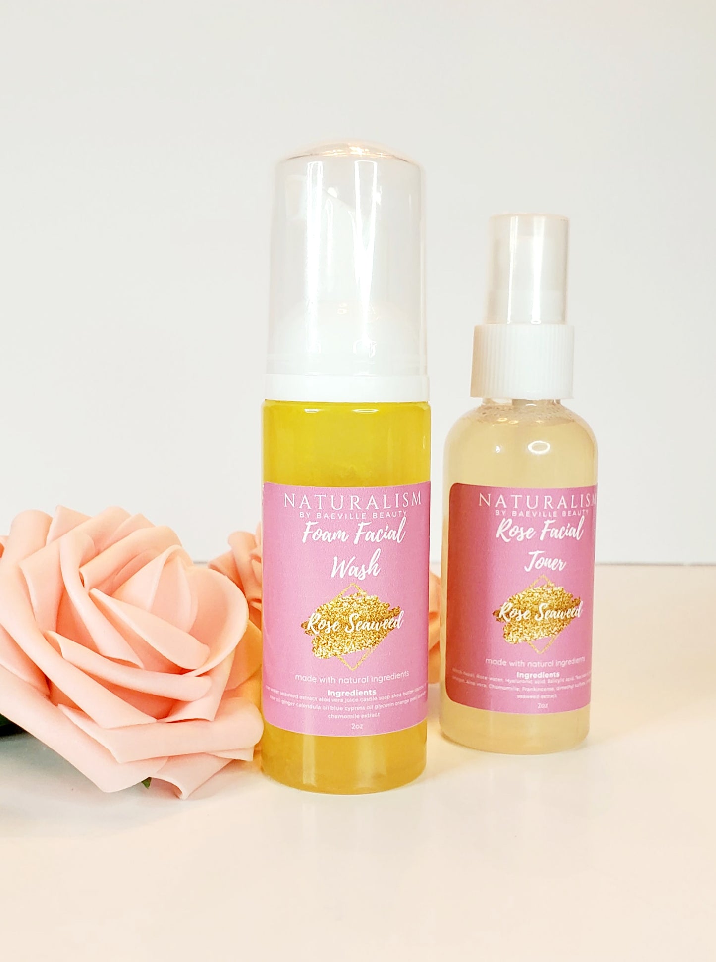 Rose Seaweed Foam Facial Wash & Toner Set