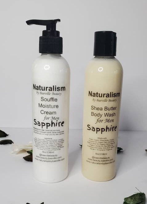 Men's Shea Butter Body Wash Set/Souffle Cream 8oz