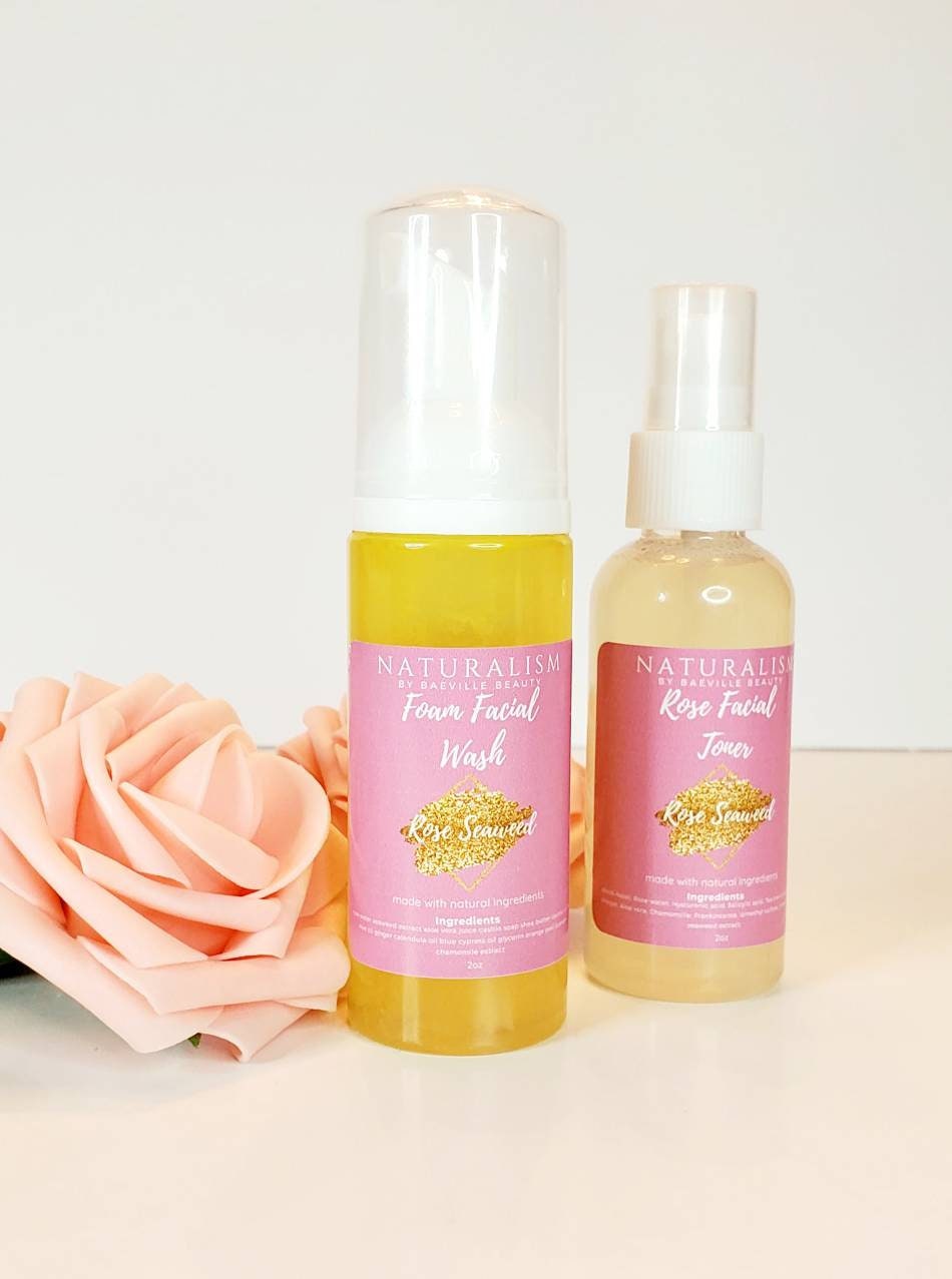 Rose Seaweed Foam Facial Wash/ Toner w/Goat Milk Serum & Face Butta Set