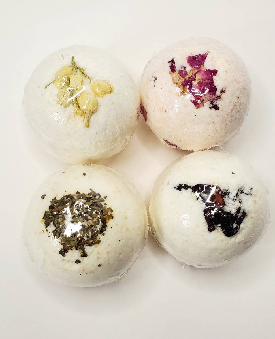Baeville Herbal Aromatherapy Essential Oil Organic Dried Botanical Bath Bomb Gift Set|