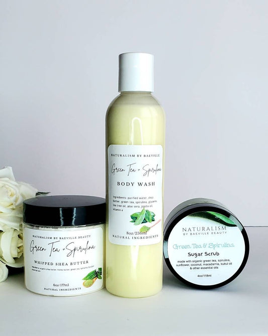 Green Tea + Spirulina Body Wash|Set| Natural Ingredients