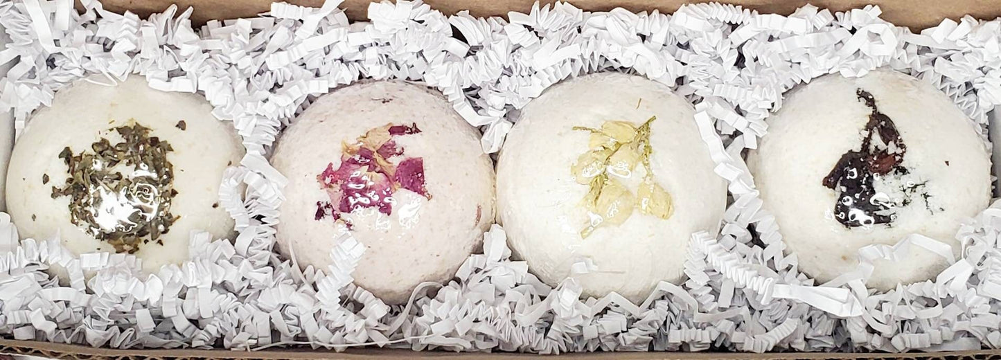 Baeville Herbal Aromatherapy Essential Oil Organic Dried Botanical Bath Bomb Gift Set|