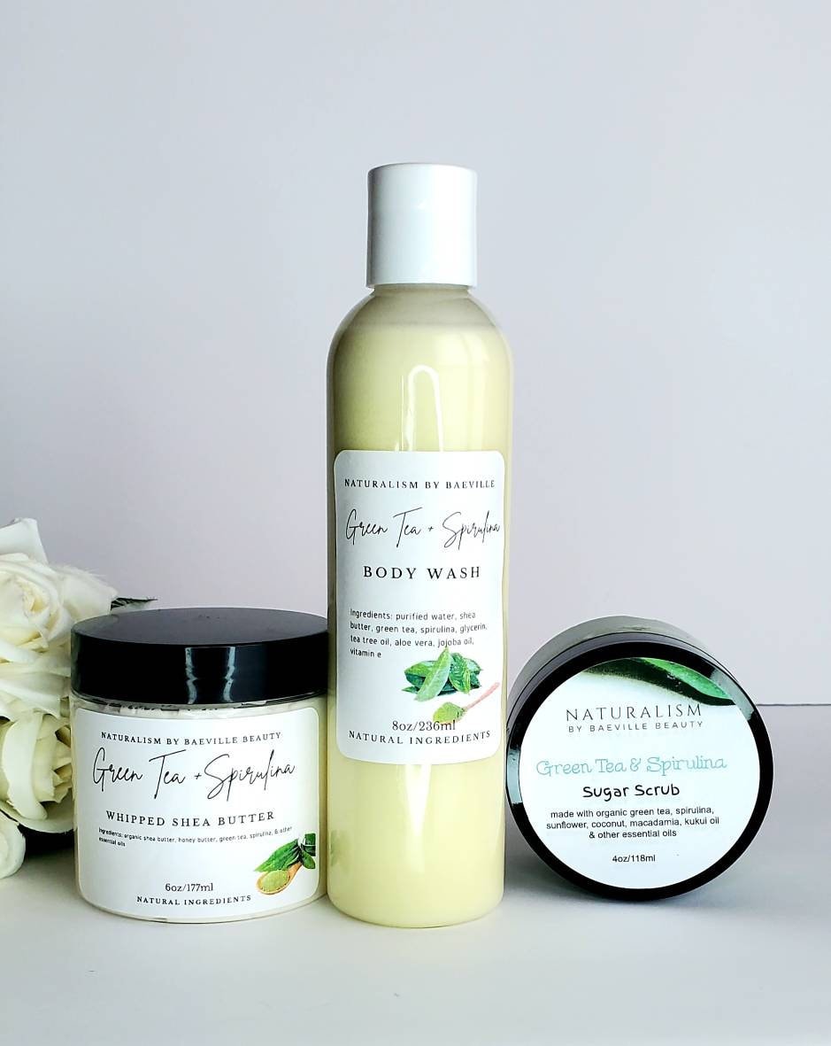 Green Tea + Spirulina Body Wash|Set| Natural Ingredients