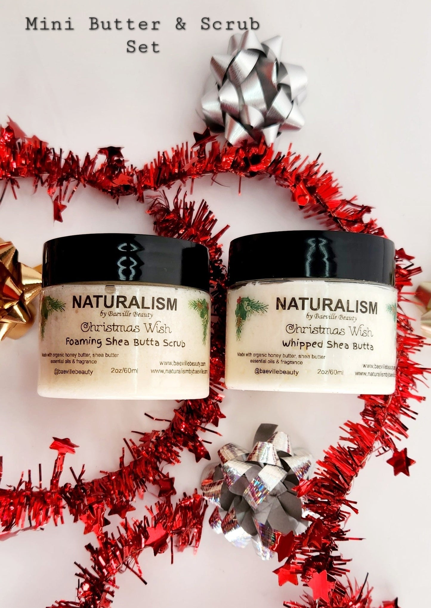 Holiday Scents Shea Butter Foaming Scrub & Body Butter Set |Natural Ingredients| Whipped Sugar Scrub|Creamy Bath Frosting|Gifts