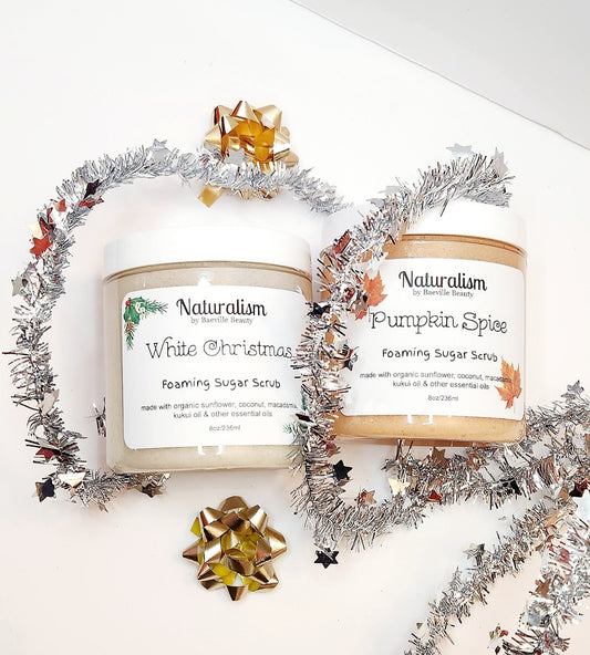 Holiday Scents Natural Organic Shea Butter Foaming Body Scrub & Soap|Face Body Scrub|Exfoliating| Moisturizing|Limited Edition